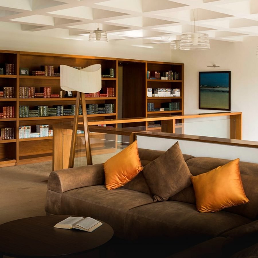 Songs from the Woods - Family SPace & Library with Coffered Ceiling